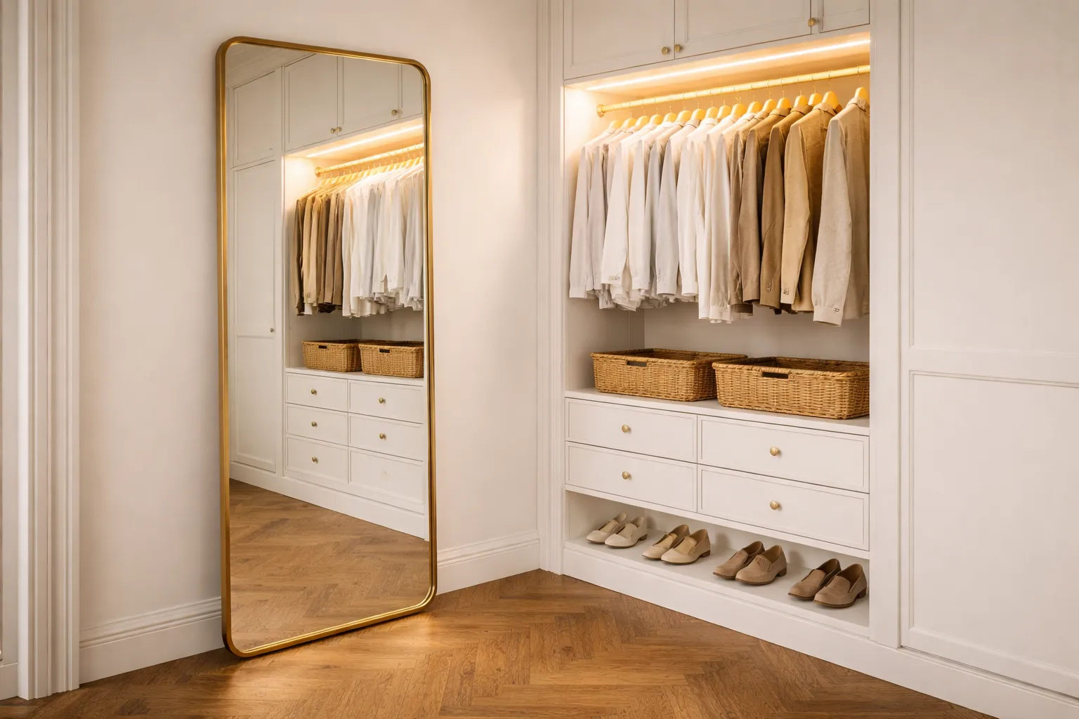 Dressing bien éclairé miroir en pied lumière neutre