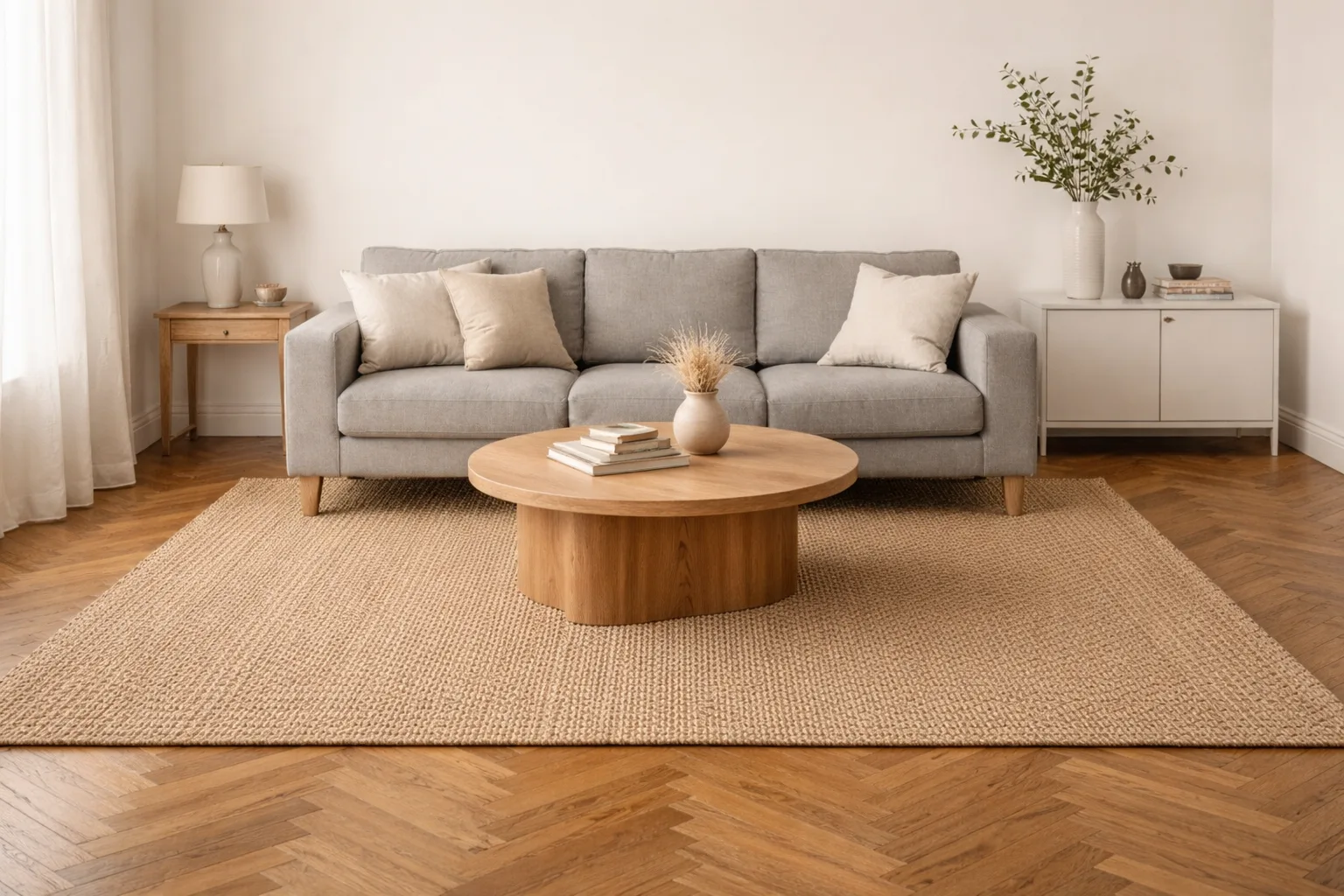 Tapis salon bonne taille pieds canapé proportion